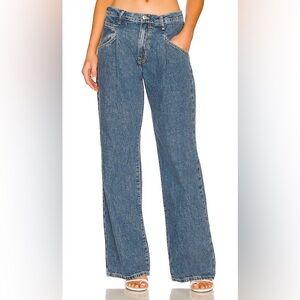 We The Free Luca Super Slouch Jean Size 30 In Alabaster Blue Wide Leg Pleats